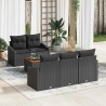 Ensemble de canapé de jardin avec stockage 6 pcs Noir polyrotin 644081644081