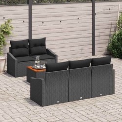 Ensemble de canapé de jardin avec stockage 6 pcs Noir polyrotin 644081644081