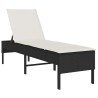 Transat avec coussin noir 55x200x44cm résine tressée 644083644083