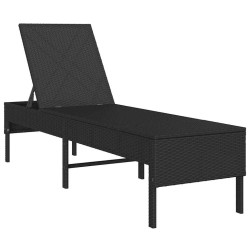 Transat avec coussin noir 55x200x44cm résine tressée 644083644083