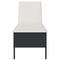 Transat avec coussin noir 55x200x44cm résine tressée 644083644083