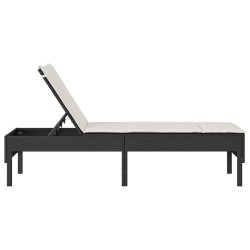 Transat avec coussin noir 55x200x44cm résine tressée 644083644083
