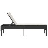 Transat avec coussin noir 55x200x44cm résine tressée 644083644083