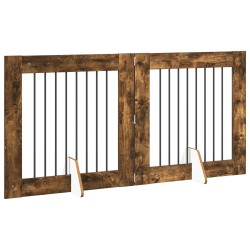 Porte de chien pliable avec supports 2 pcs Chêne fumé 160,5 cm 644121644121