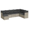 Salon de jardin 8 pcs avec coussins gris clair résine tressée 644122644122