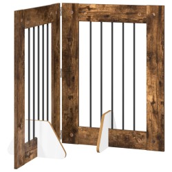Porte de chien pliable avec supports 2 pcs Chêne fumé 120,5 cm 644128644128