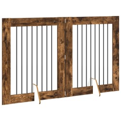 Porte de chien pliable avec supports 2 pcs Chêne fumé 160,5 cm 644129644129