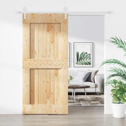 Porte coulissante Naturel et Blanc 100 x 210 cm 644133644133
