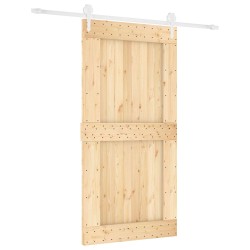 Porte coulissante Naturel et Blanc 100 x 210 cm 644133644133