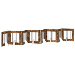 Porte de chien pliable avec supports 8 pcs Chêne fumé 60 cm 644139644139