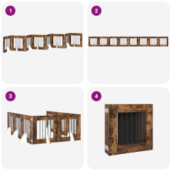 Porte de chien pliable avec supports 8 pcs Chêne fumé 60 cm 644139644139