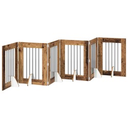 Porte de chien pliable avec supports 6 pcs Bois ancien 362 cm 644140644140