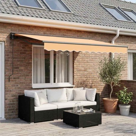 Auvent rétractable Sable 3 x 2,5 m Polyester et Aluminium 644144644144