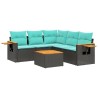 Salon de jardin 6 pcs avec coussins noir résine tressée 644147644147