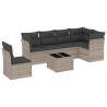 Salon de jardin avec coussins 7 pcs gris clair résine tressée 644154644154