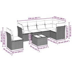 Salon de jardin avec coussins 7 pcs gris clair résine tressée 644154644154