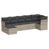 Salon de jardin avec coussins 7 pcs gris clair résine tressée 644155644155