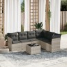 Salon de jardin avec coussins 7 pcs gris clair résine tressée 644156644156