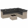 Salon de jardin avec coussins 7 pcs gris clair résine tressée 644156644156