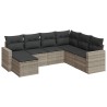 Salon de jardin avec coussins 7 pcs gris clair résine tressée 644157644157