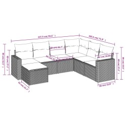 Salon de jardin avec coussins 7 pcs gris clair résine tressée 644157644157