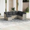 Salon de jardin avec coussins 7 pcs gris clair résine tressée 644158644158