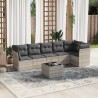 Salon de jardin avec coussins 7 pcs gris clair résine tressée 644159644159