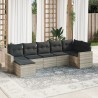 Salon de jardin avec coussins 7 pcs gris clair résine tressée 644161644161