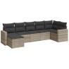 Salon de jardin avec coussins 7 pcs gris clair résine tressée 644161644161