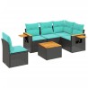 Salon de jardin 6 pcs avec coussins noir résine tressée 644163644163