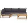 Salon de jardin 5 pcs avec coussins gris foncé bambou 644165644165
