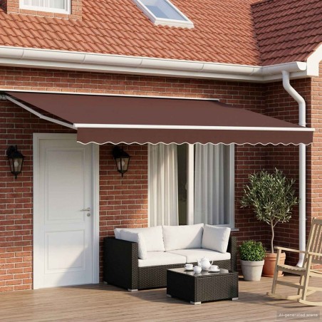 Cadre de store manuel avec LEDs Marron et blanc 4,5 × 3,5 m 644168644168