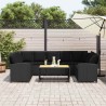 Canapé de jardin avec coussins Noir Résine tressée 644180644180