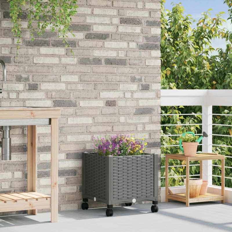 Jardinière avec Roues Gris clair 40 x 40 x 48 cm PP 644184644184