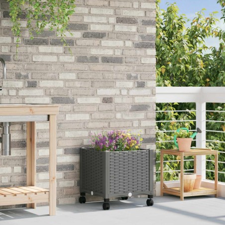 Jardinière avec Roues Gris clair 40 x 40 x 48 cm PP 644184644184
