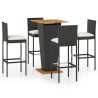 Ensemble de bar de jardin 5 pcs et coussins Résine tressée Noir 644196644196