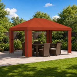 Pavillon 4 × 3 m Terre cuite Polyester et Acier 190 gsm 644203644203