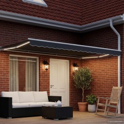 Cadre de store manuel avec LEDs Blanc et anthracite 4,5 × 3,5 m 644204644204