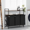 Panier à linge à 3 compartiments avec étagères chêne fumé 644205644205