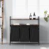 Panier à linge à 3 compartiments avec étagères chêne fumé 644205644205