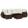 Salon de jardin avec coussins 7 pcs marron résine tressée 644206644206