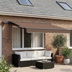 Cadre de store manuel avec LEDs Taupe 3 x 2,5 m 644217644217