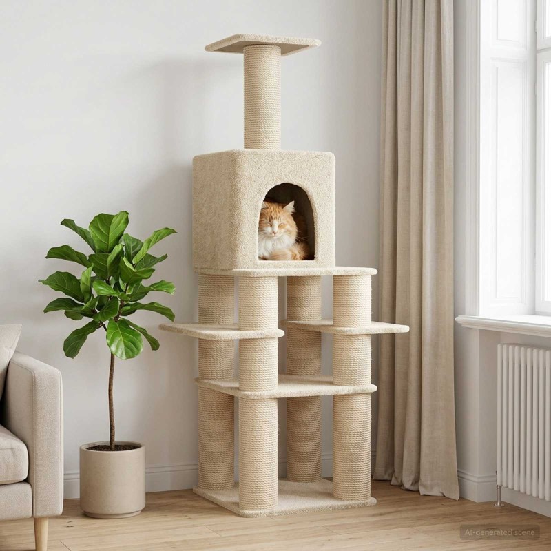 Arbre à chat avec poteaux à griffer en sisal Crème 180 cm 644236644236