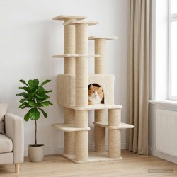 Arbre à chat avec poteaux à griffer en sisal Crème 161 cm 644245644245