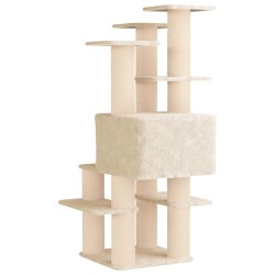 Arbre à chat avec poteaux à griffer en sisal Crème 161 cm 644245644245