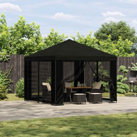 Abri de jardin avec parois 3 x 3 m Noir Polyester et Acier 644264644264