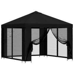 Abri de jardin avec parois 3 x 3 m Noir Polyester et Acier 644264644264