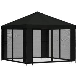 Abri de jardin avec parois 3 x 3 m Noir Polyester et Acier 644264644264