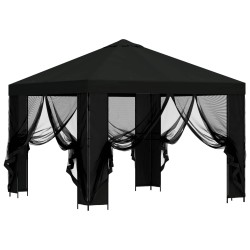 Abri de jardin avec parois 3 x 3 m Noir Polyester et Acier 644264644264
