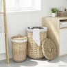 Panier à linge avec couvercle 2 pcs Gris naturel Rattan Kubu 644266644266